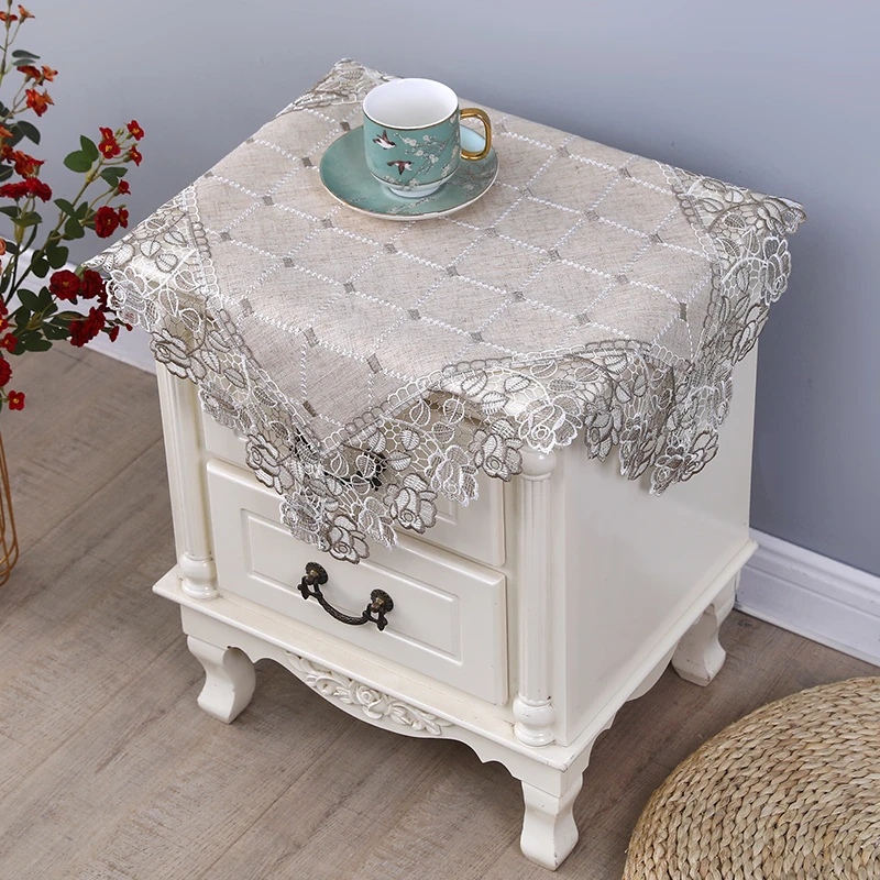 （55*55）麻布蕾丝花边四季简约家居餐桌布款式