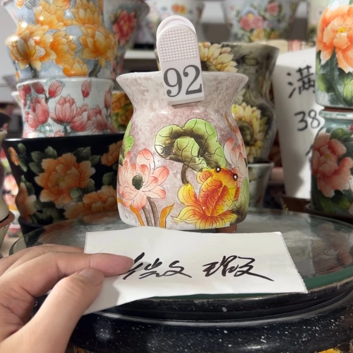 景德镇手绘花盆满38包邮偏远地区除外