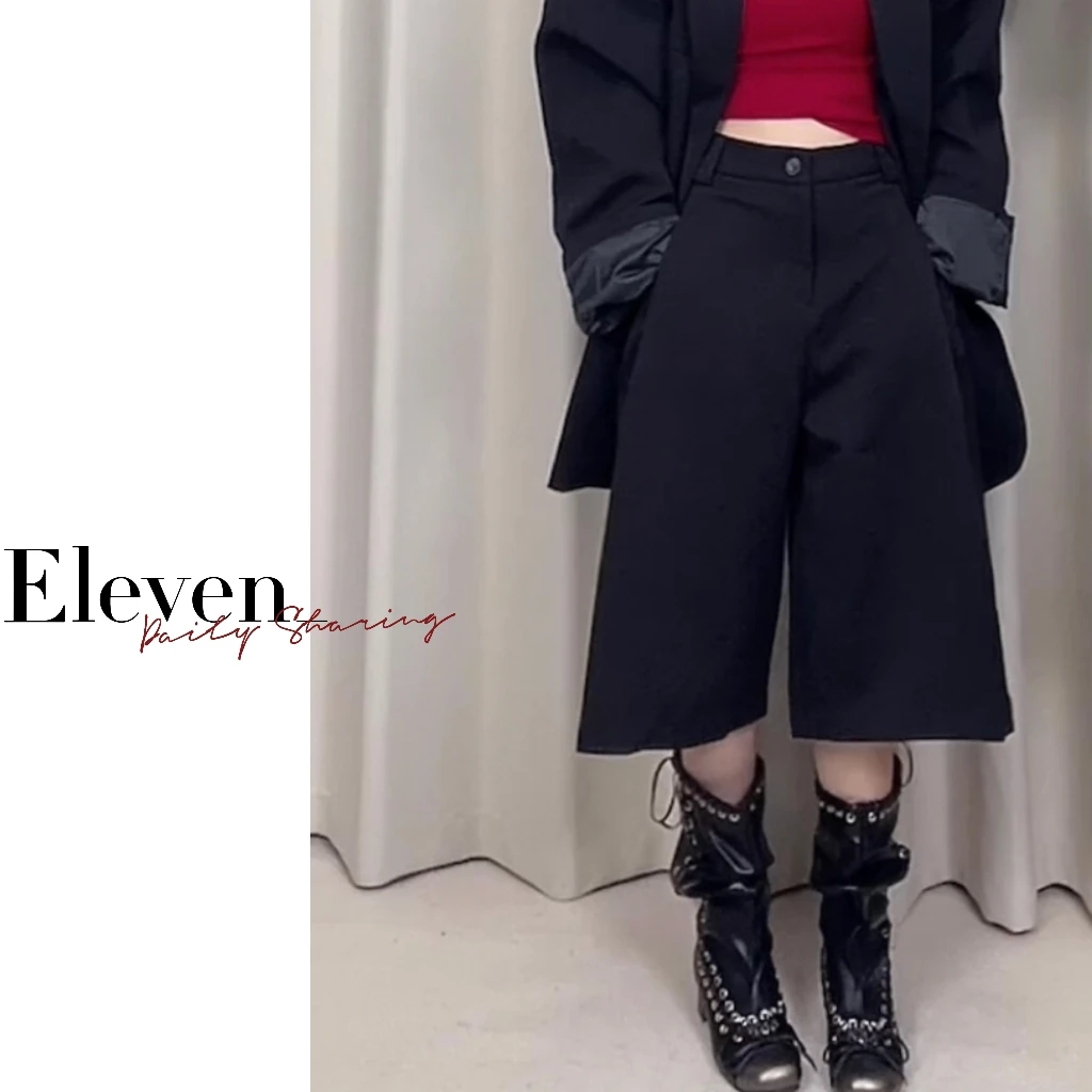 Eleven_ 时髦复古气质挺括直筒中裤