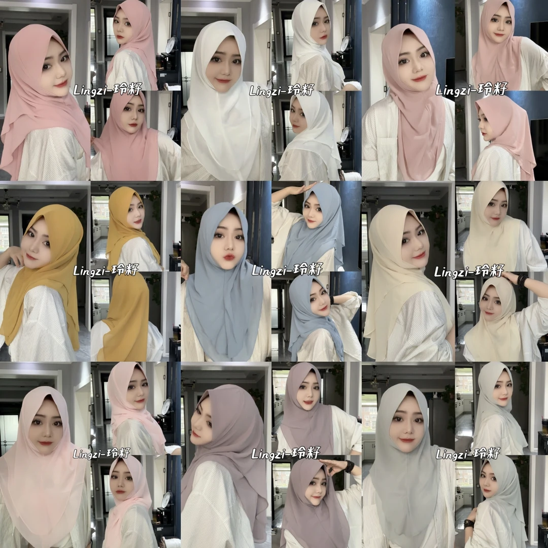 新品夏季燕尾双层套头沙巾(送珍珠针)