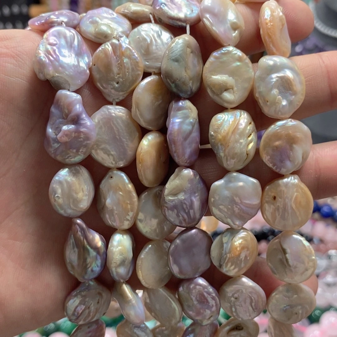 足银镀金镶嵌玛瑙/玉髓珠宝半成品巴洛克珍珠一条