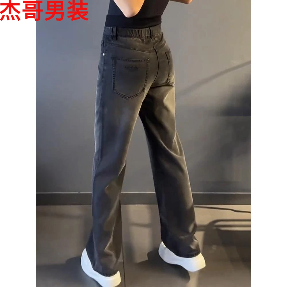 轻奢男装大码潮牌男士高品质宽松显瘦潮痞帅牛仔裤直筒休闲裤阔腿