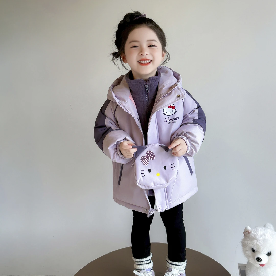 女童卡通冲锋衣秋冬三合一2025新款儿童夹棉加厚外套洋气宝宝风衣