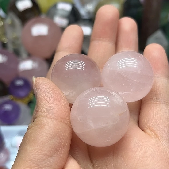 水晶未镶嵌珠宝半成品90克粉水晶球