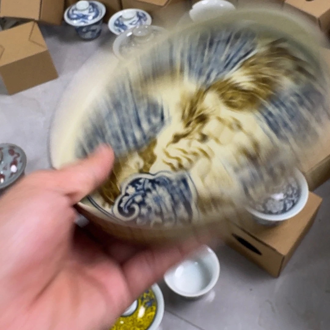 摆件冷**星釉里金如意穿花龙大壶承微瑕