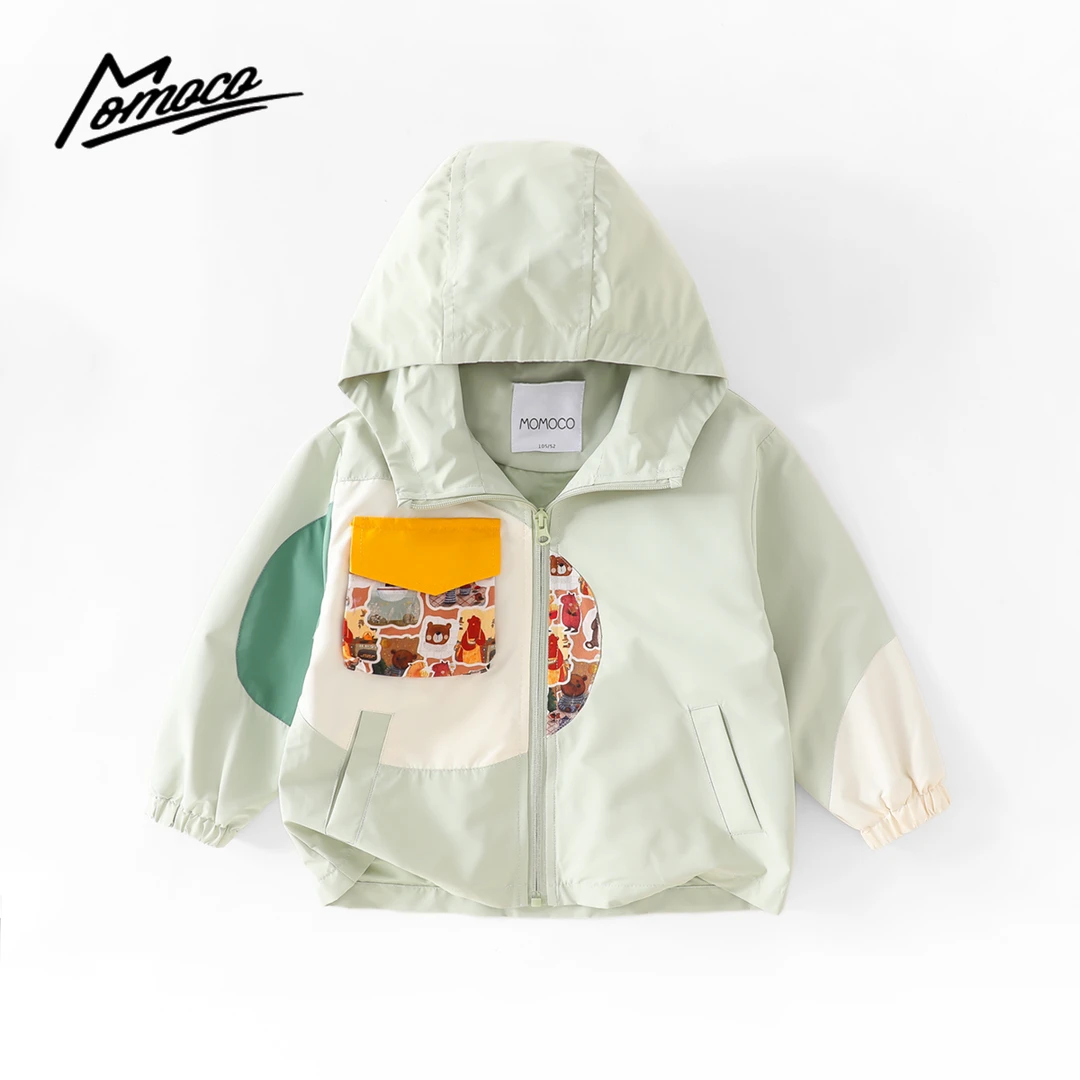 MOMOCO春季欧若风男童撞色拼接趣味帅气百搭外套77130107009