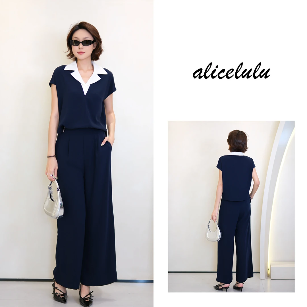 [alicelulu]夏季修身女装套装设计垂感拼接时尚S2143079W