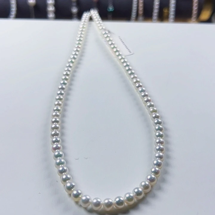 淡水珍珠银S925镶嵌颈饰5.3左右青光炫彩奥白光