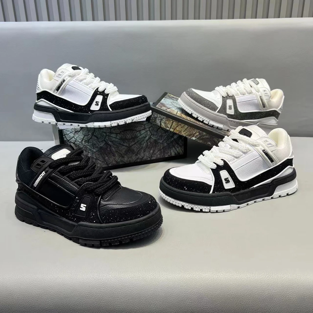 男鞋2024秋冬季新款时尚百搭厚底增高运动休闲鞋潮流拼色板鞋