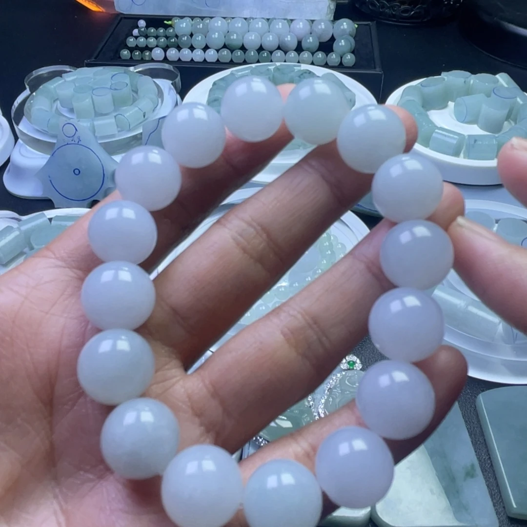 翡翠未镶嵌手链卡12圆珠手串
