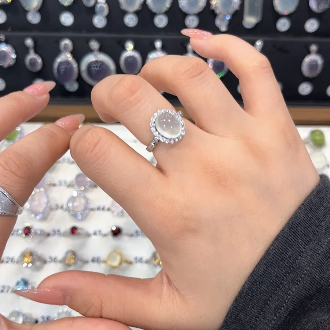 松***鹿岫玉银S925镶嵌戒指