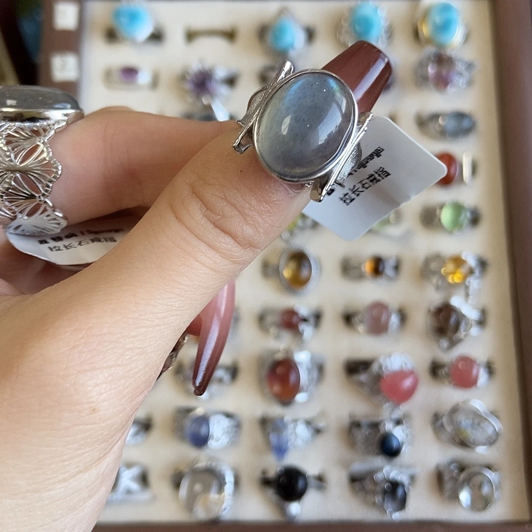 君***儿烟晶银S925镶嵌戒指拉长石198