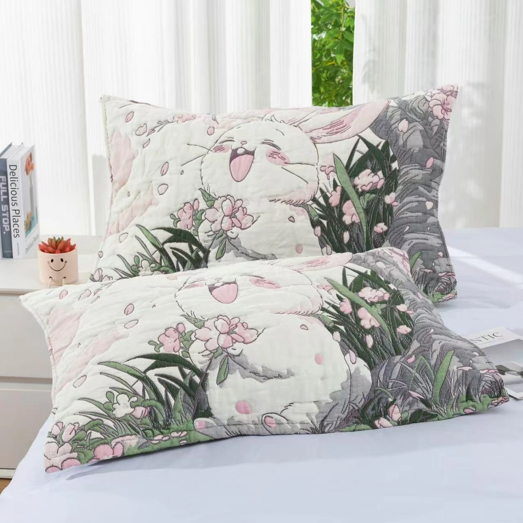 樱花兔枕巾52*78卡通简约可爱泡芙柔软亲肤吸汗