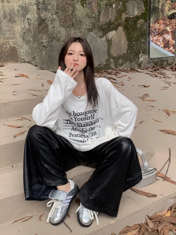 胖mm特大码300斤慵懒风潮流长袖t恤打底衫宽松百搭上衣潮秋季内搭