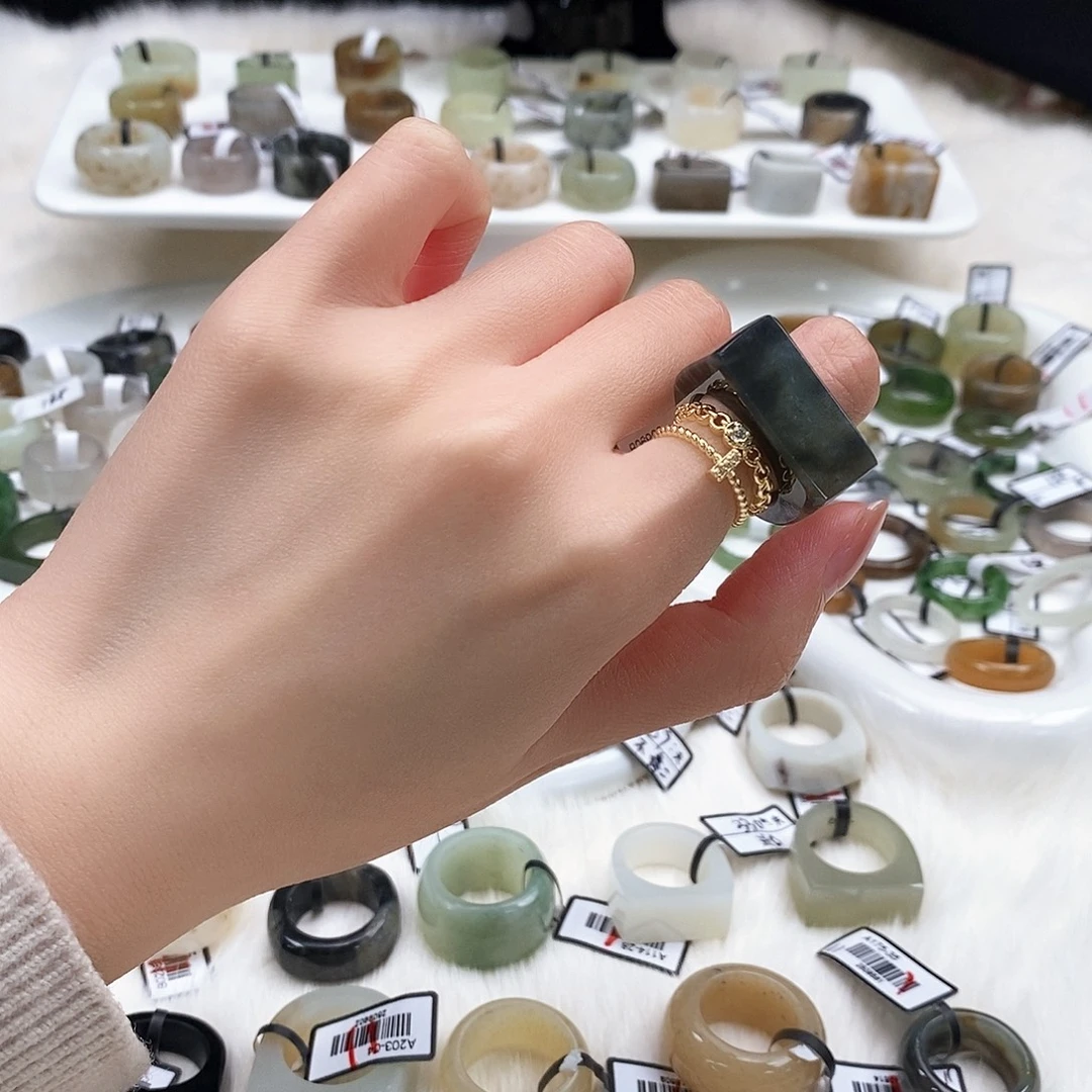 和田玉（糖玉）未镶嵌戒指k3 妖花马鞍 17.1