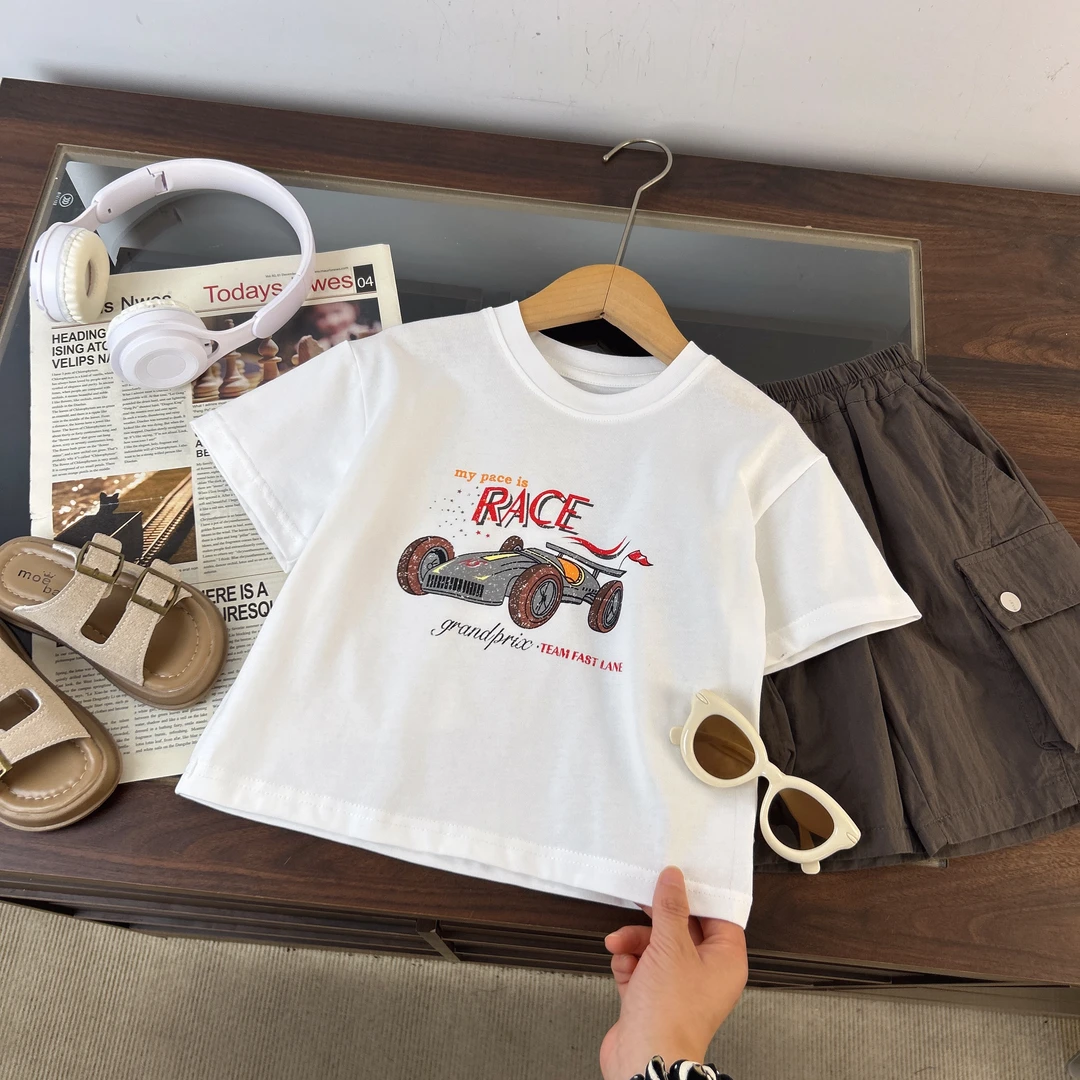 男童短袖T恤2025新款赛车印花T恤BMX251356