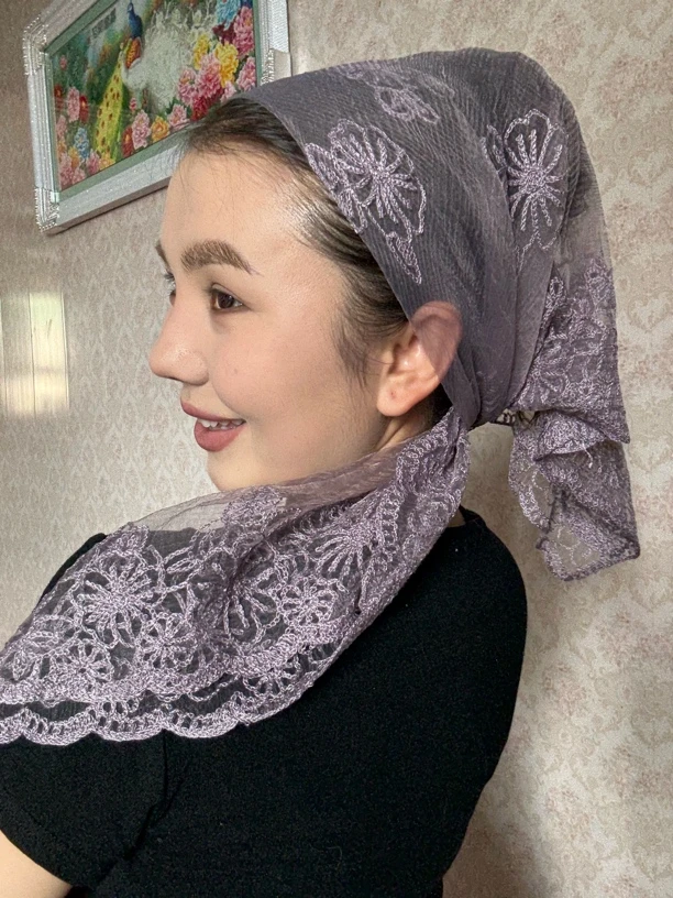 高档紫色 超薄头巾