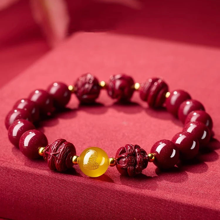 天然辰砂十二生肖朱砂本命年手链女高纯度朱砂手串高端男
