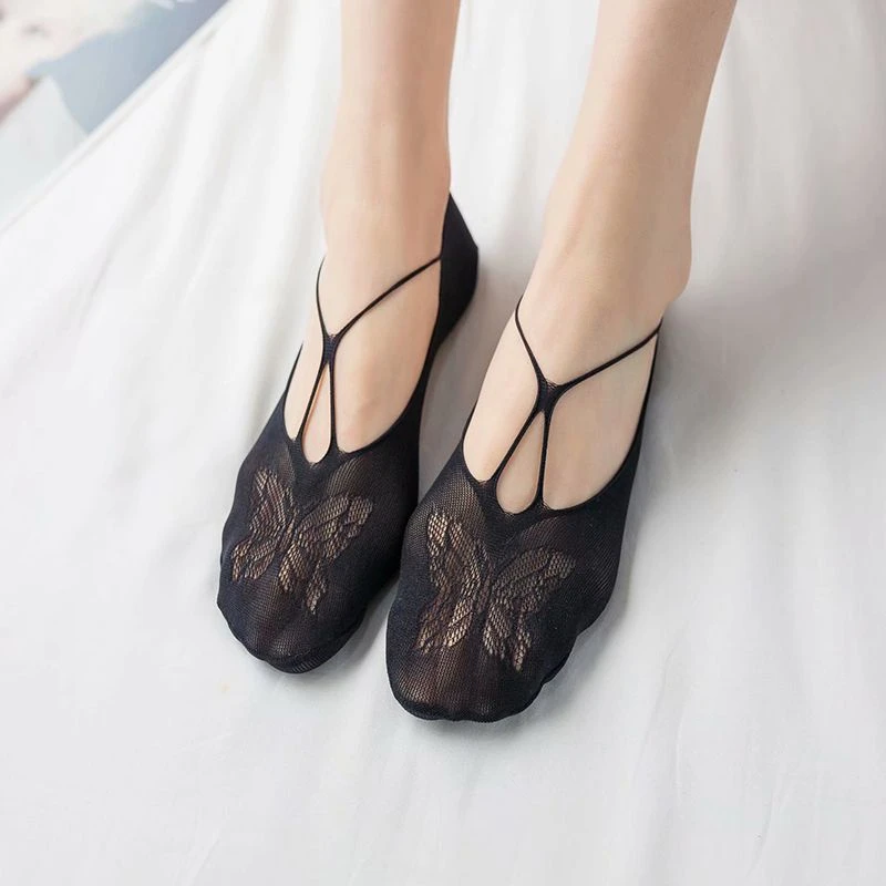 夏天女船袜防滑不掉跟蝴蝶性感交叉带船新款袜隐形船袜女浅口短袜