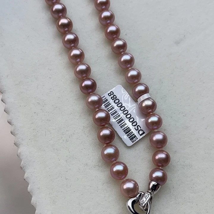 淡水珍珠颈饰银S925镶嵌卡8➕高品极光帝王紫