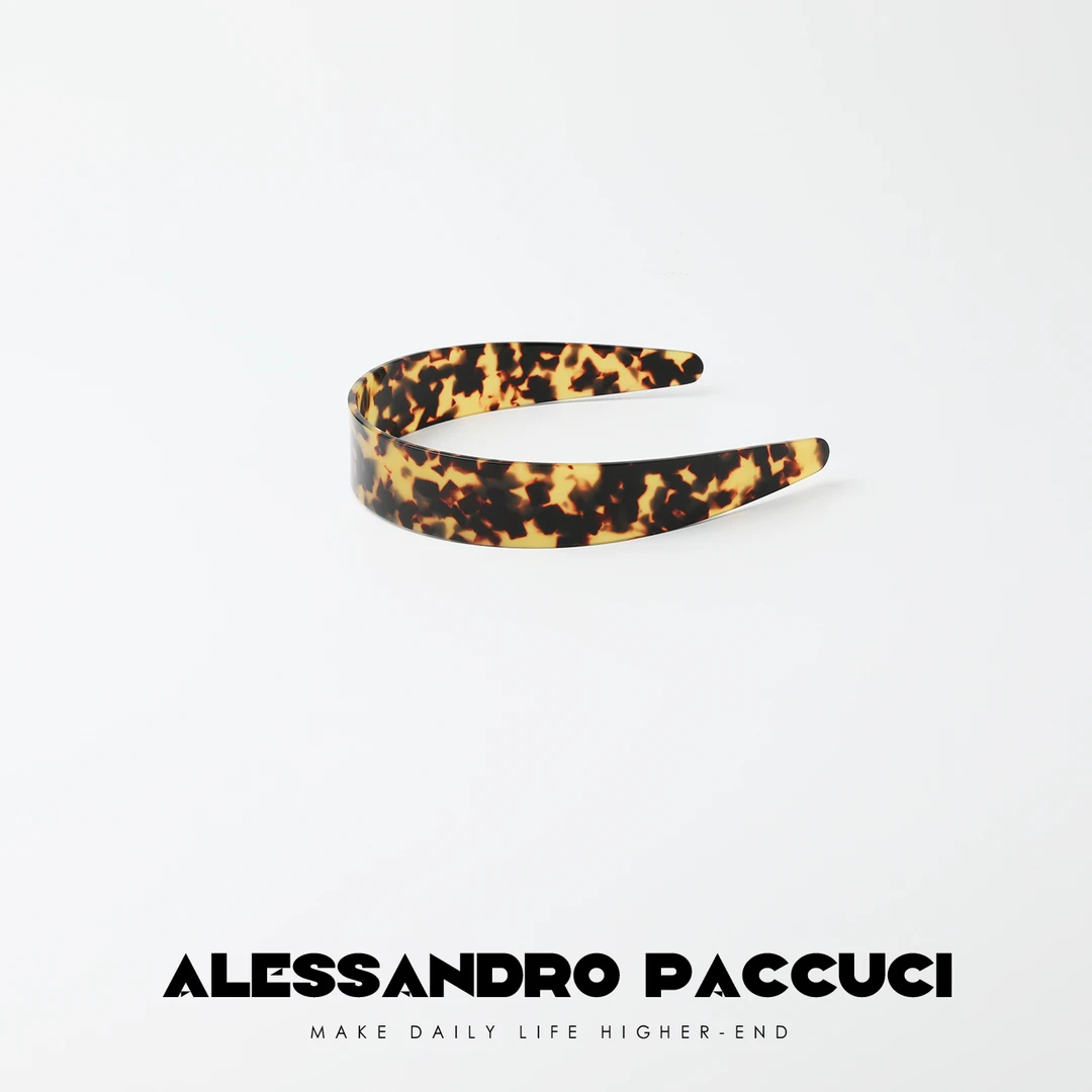 AP洛哥42019AS 玳瑁色手工抛光压弯百搭时尚简约宽边发箍