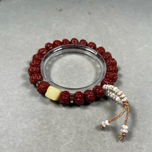 B12爆肉玉化小金刚双龙蜂窝龙纹单圈手串（尺寸 颗数多样，发其一）