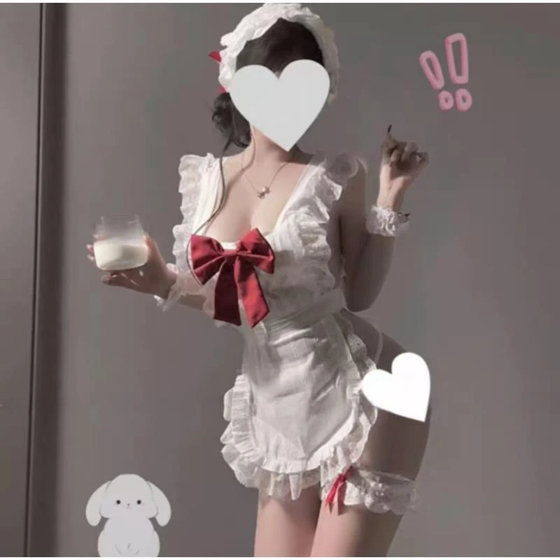 夜色性感女仆纯欲清纯禁欲系睡衣拍一发八白色女装蕾丝战袍纯欲风