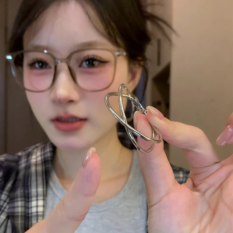 铜合金耳饰 双层圈圈耳环女轻奢高级感气质大圈圈耳钉耳饰耳扣