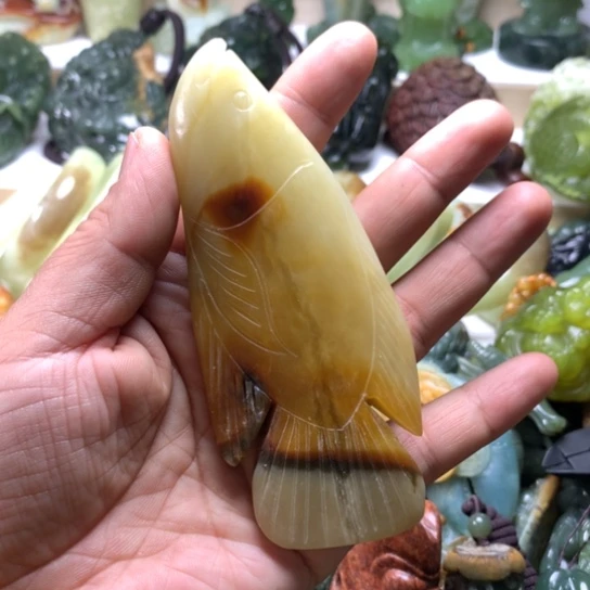 蛇纹石玉岫玉手把件未镶嵌脸**后