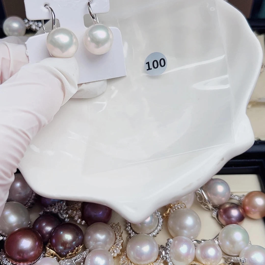 银S925镶嵌淡水珍珠耳饰