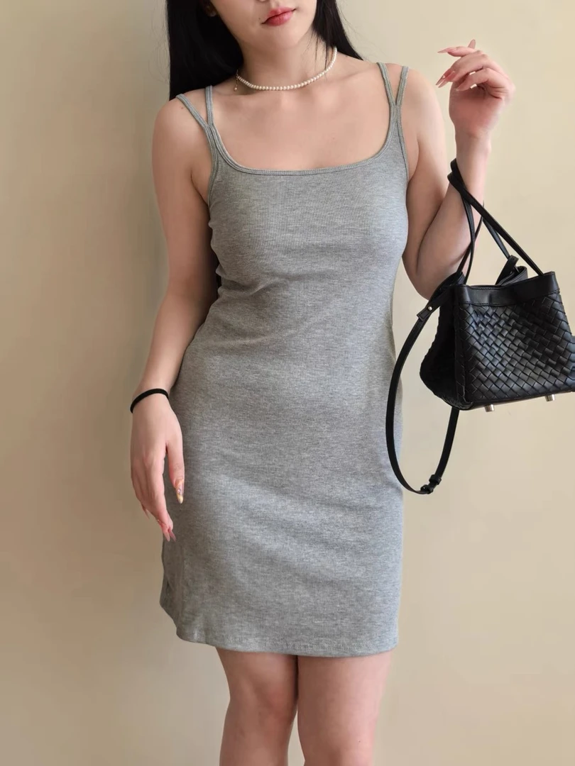 带罩杯一体背心吊带美背纯色内搭免穿文胸百搭打底吊带裙