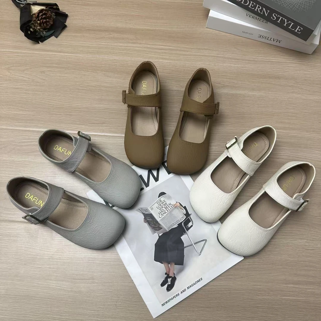 【JS】法式复古玛丽珍单鞋女2025新款夏季可爱平底一字带软底豆豆鞋