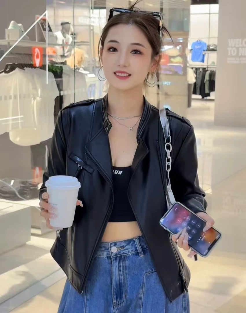 海宁真皮皮夹克 短款加棉皮夹克百搭休闲气质 KFLD-1606#