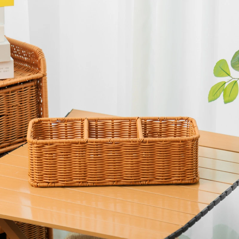 nw290卧室分格篮化妆品分格篮纯手工编织家用卧室浴室分格篮