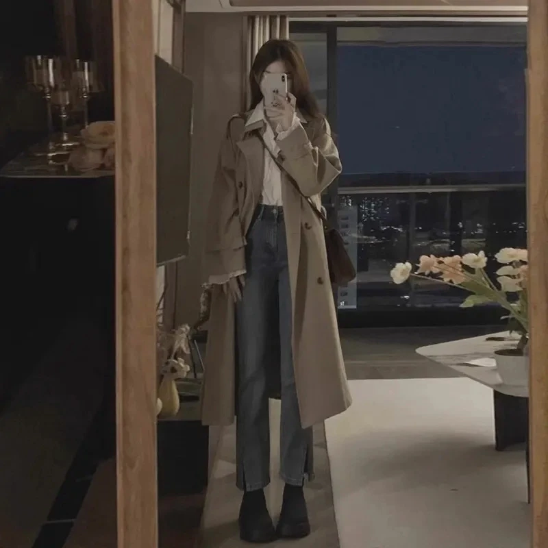 风衣外套女2025新款早春秋英伦风中长款小个子今年流行卡其色大衣