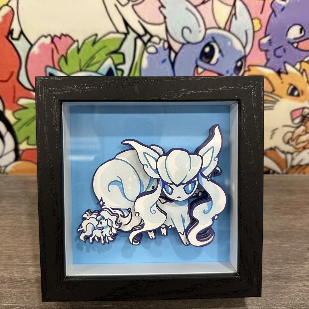 宝可梦伊布版阿罗拉九尾手工3D立体装饰画