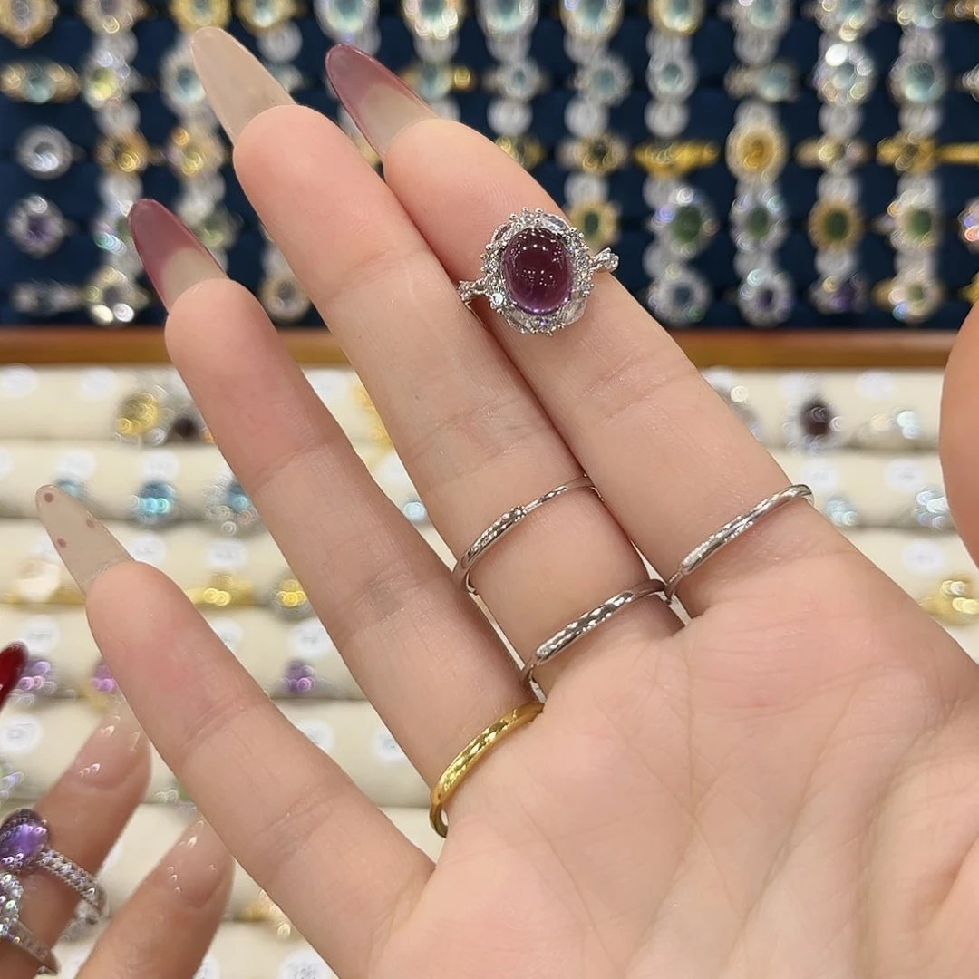 水晶女款银S925镶嵌反**风戒指9