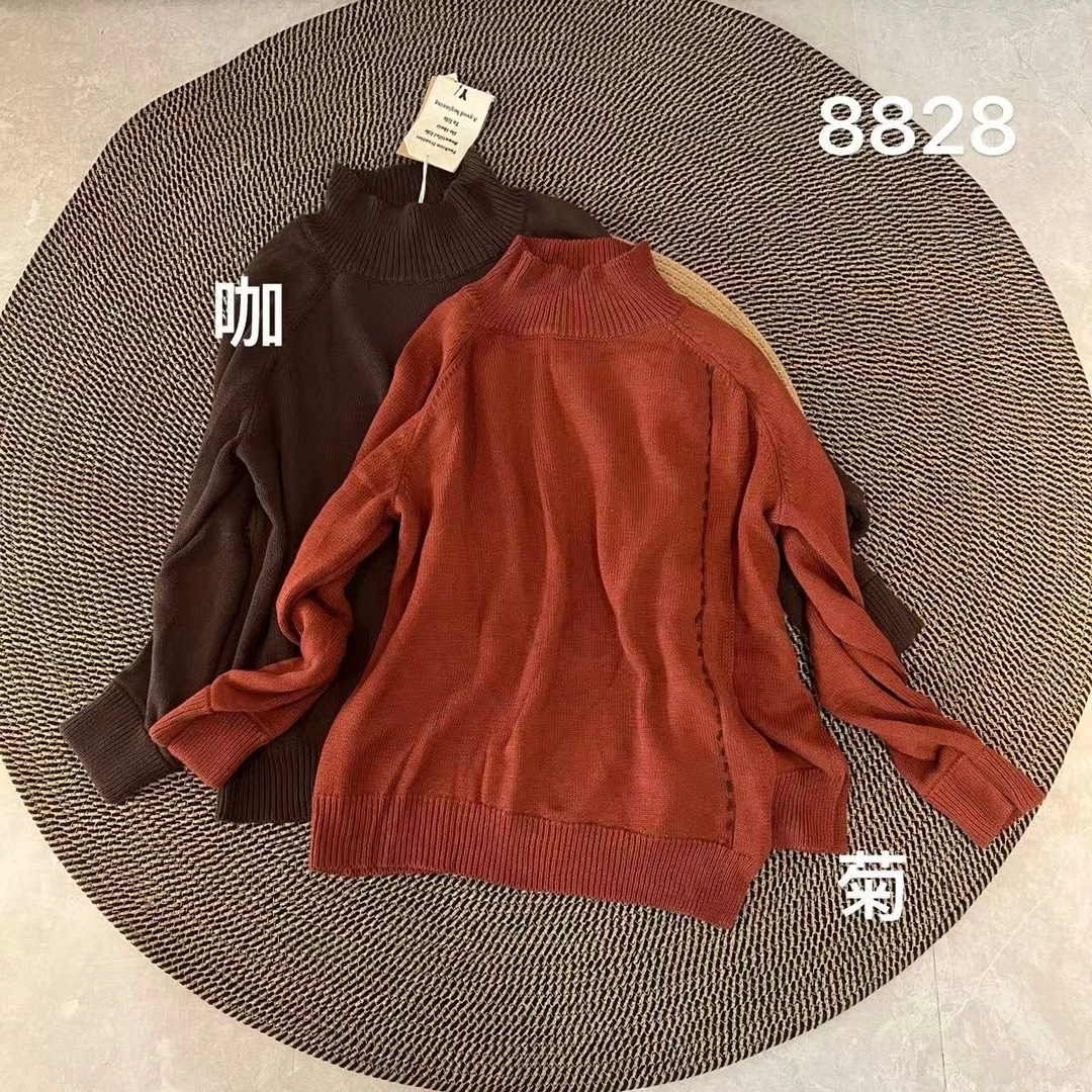 秋冬半高领洋气百搭针织上衣  8828#