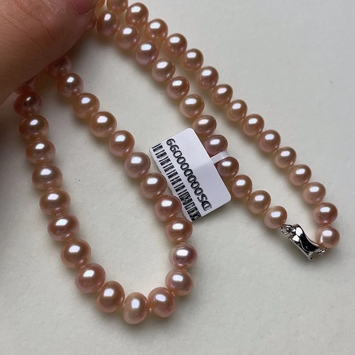 淡水珍珠银S925镶嵌颈饰卡8➕高品极光中国红