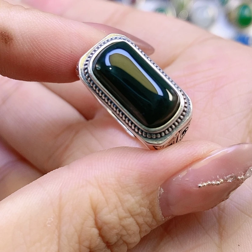 【闪购商品】银S925镶嵌戒指和田玉