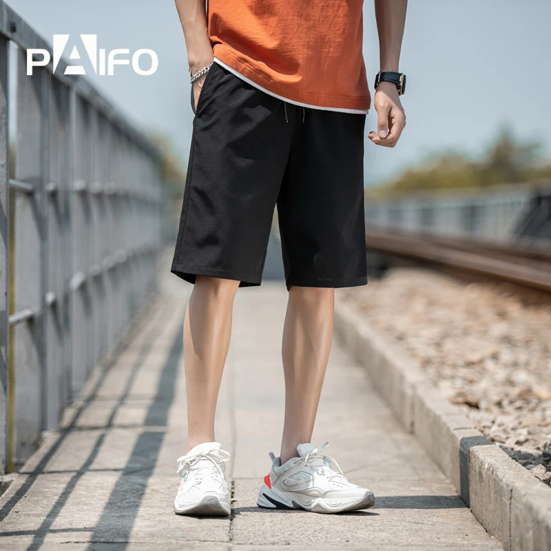 夏季黑色新款短裤男士宽松潮流冰丝薄款五分裤潮牌青年运动裤男潮