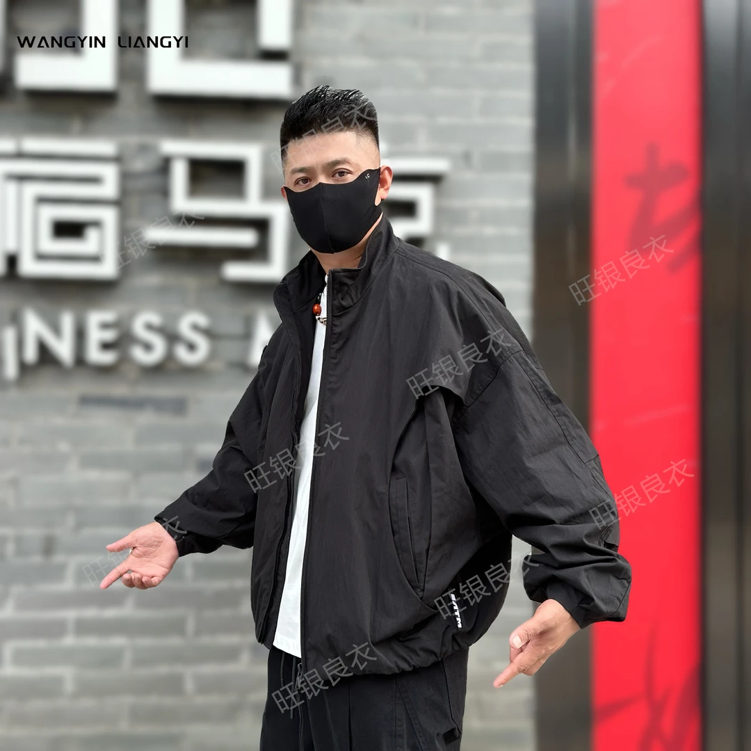 【旺银良衣】秋季新款美式休闲高街弯刀袖阔型短版痞帅设计夹克外套