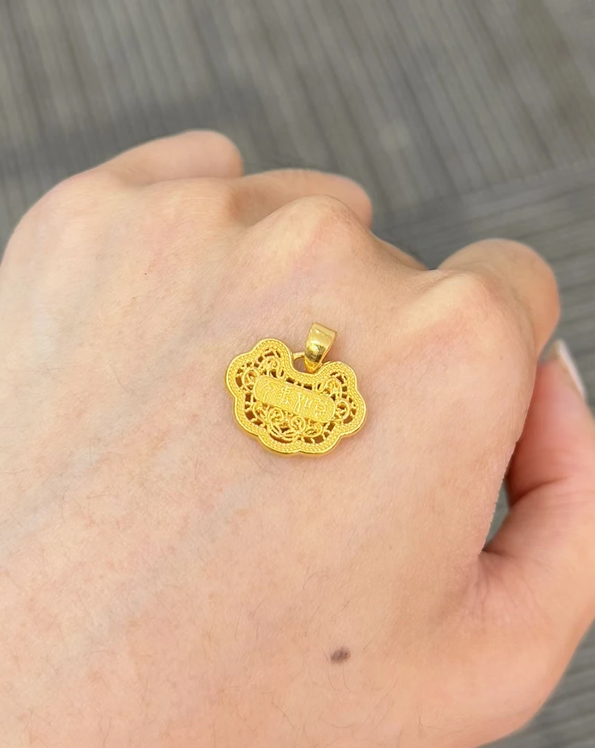 足金999 万事如意锁包吊坠