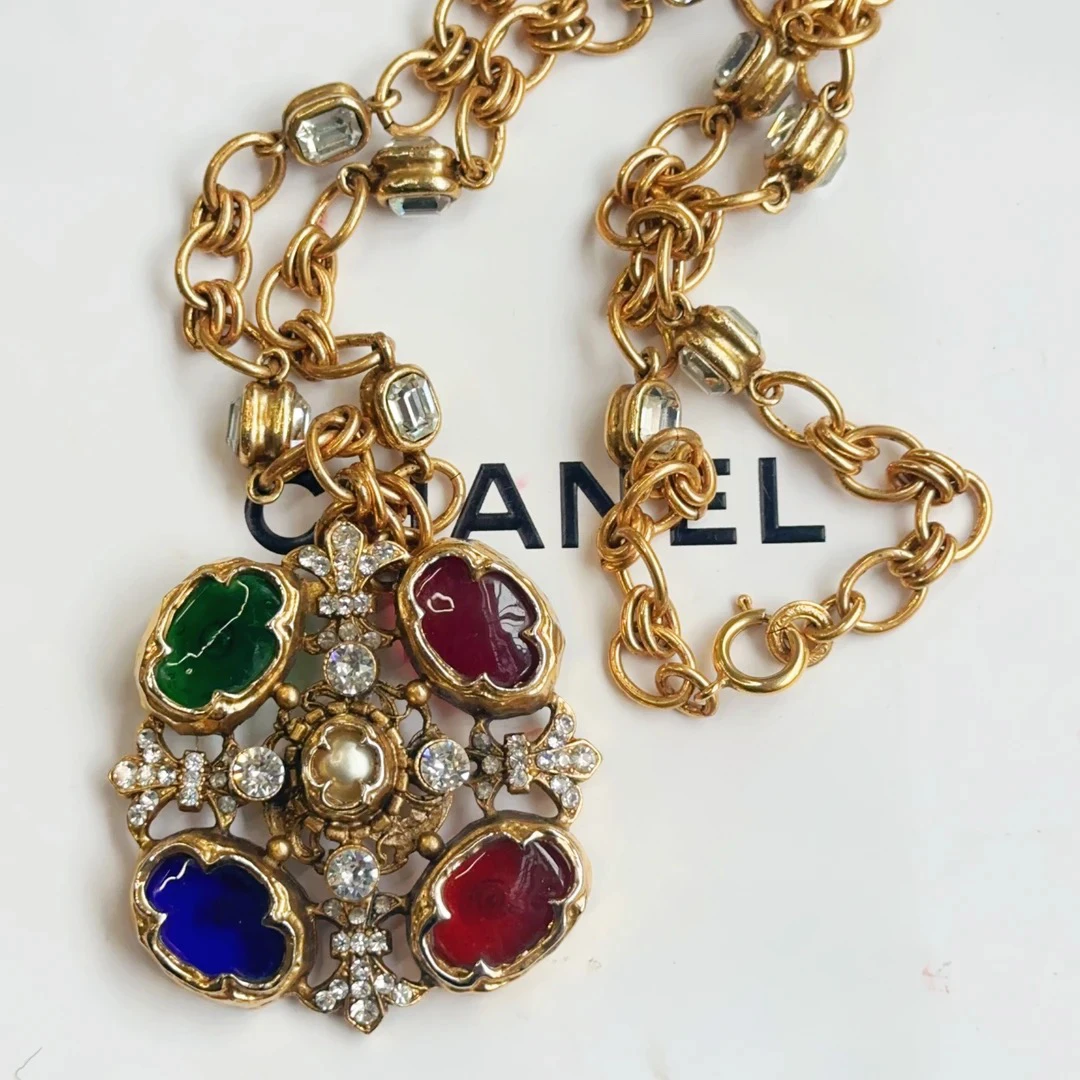 95新 Chanel/香奈儿 Chanel vintage香奈儿中古大块琉璃项链