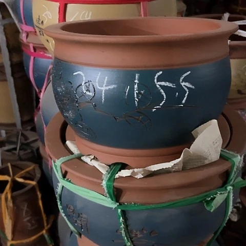 紫砂花盆金鱼缸盆一个