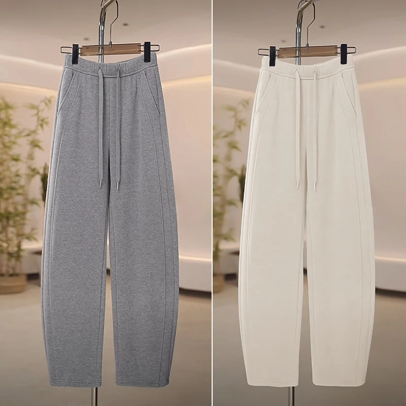 弯刀香蕉裤女春秋冬季休闲裤宽松慵懒风垂感羊毛卫裤显瘦运动裤子