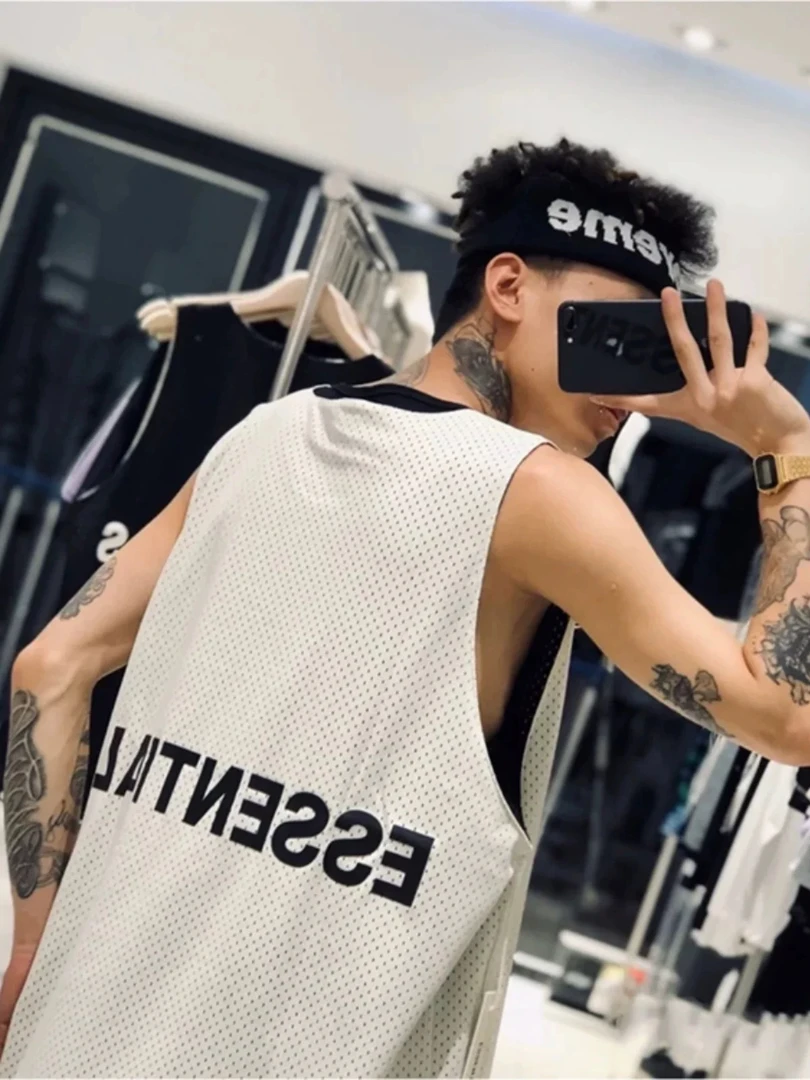 ess背心网眼背心情侣经典款百搭短袖重磅印花圆领