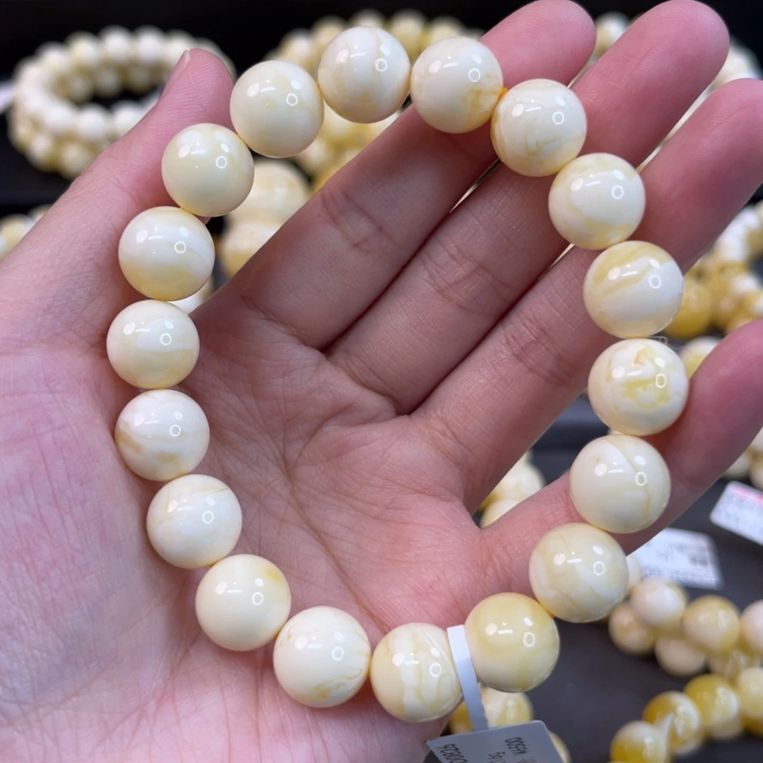 手串蜜蜡未镶嵌11.5mm瓷白满蜡