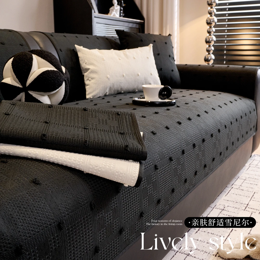 足姿雪尼尔沙发垫四季通用轻奢2025新款高级感防滑坐垫子沙发盖布