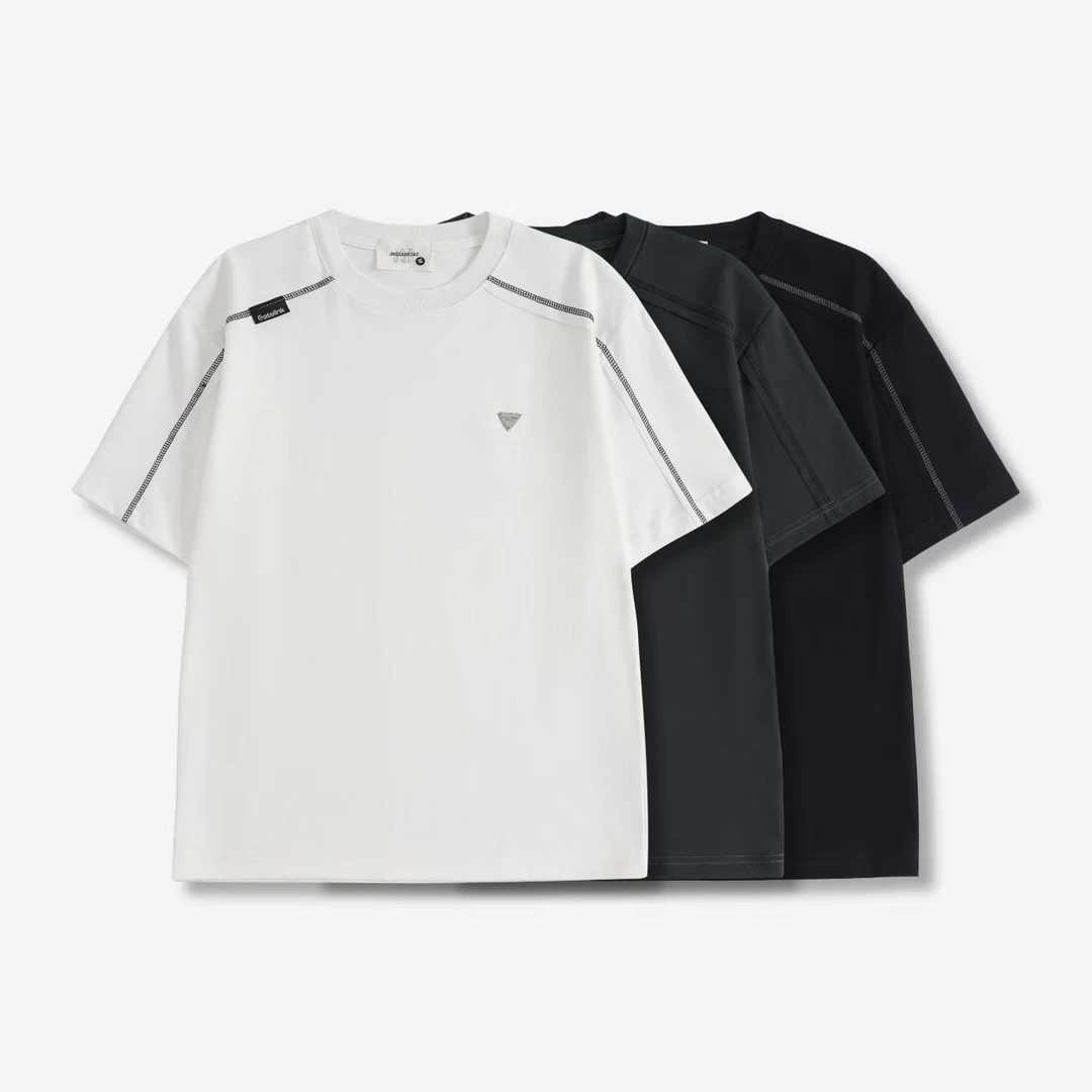 【TactileGrid】重磅液氨冷感双面 哈苏线饰片简约休闲日常T恤27001